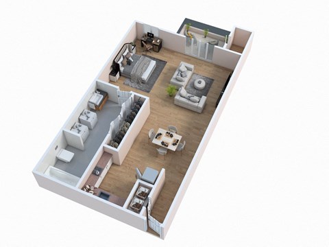 Floor plan for 1 bed, 1 bath, 468 sqft